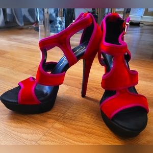 Jessica Simpson Bruno Very Red Velvet Stiletto Heels